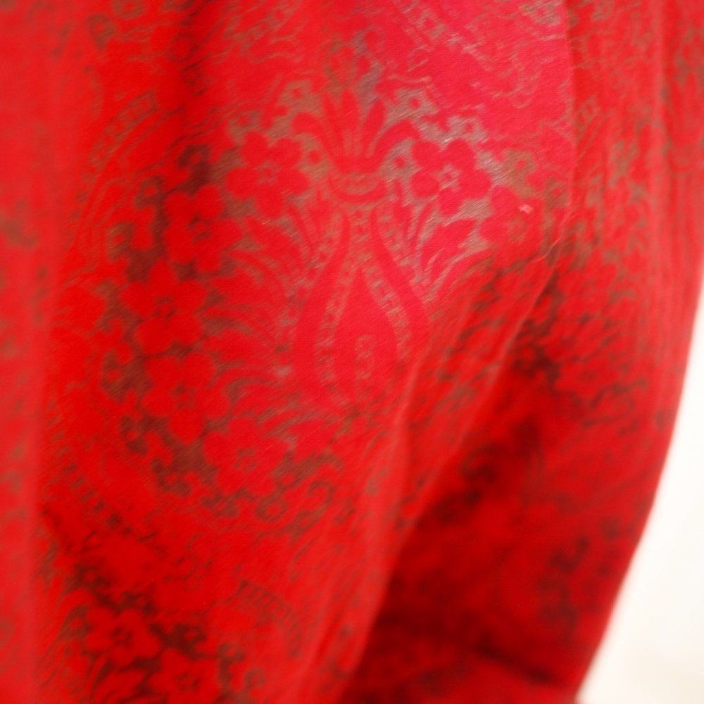 Chicos Red Statement Jacket Topper Size 1 M Open Front Patterned Blazer - Picture 11 of 11